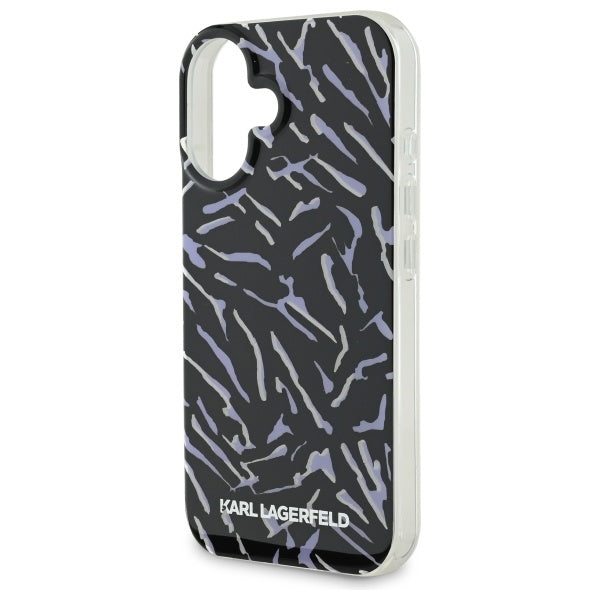 Hülle für Apple iPhone 16 Plus, Karl Lagerfeld, Zebra mit Kordelband, Lila