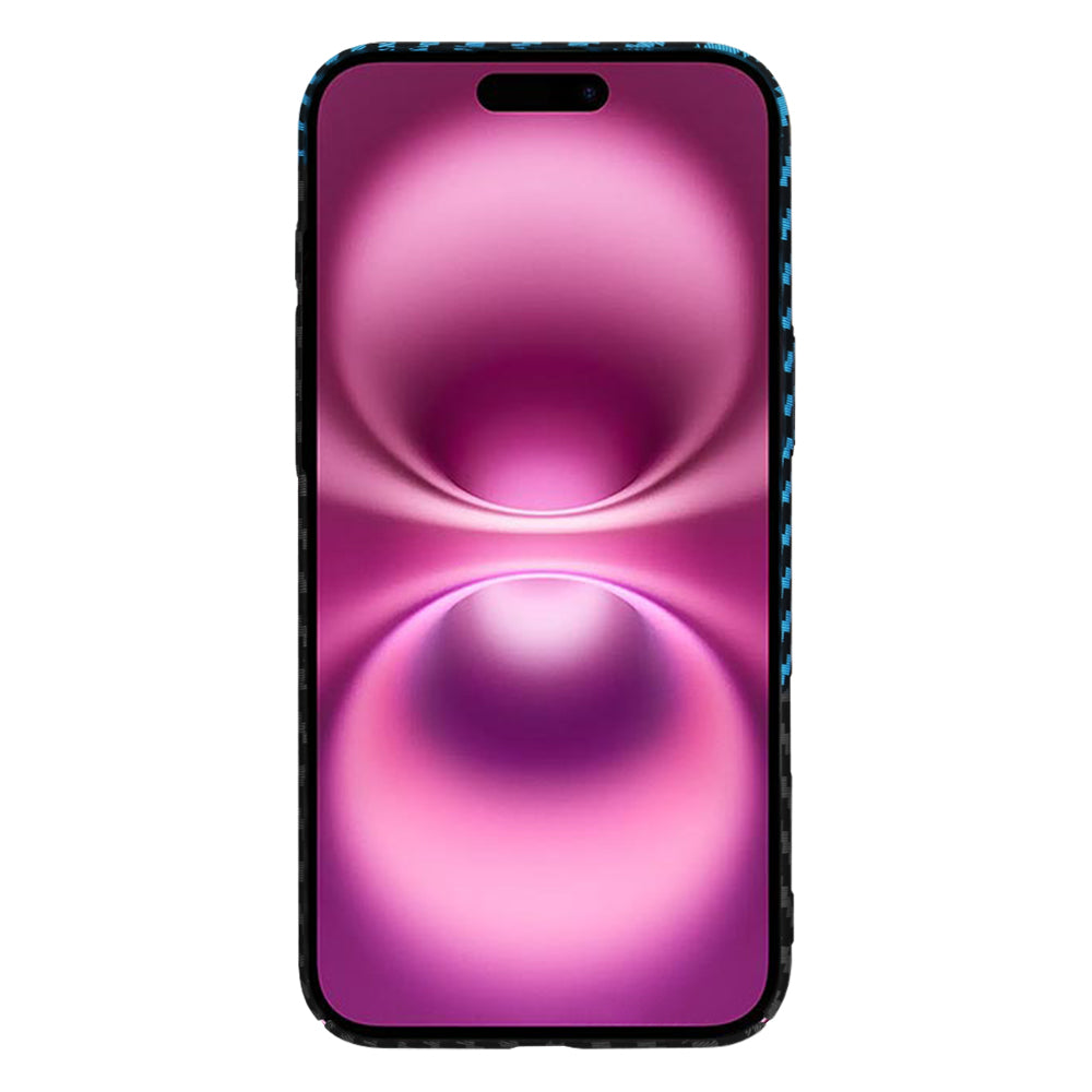 Hoes voor Apple iPhone 16 Plus, Techsuit, Carbonite FiberShell, Zwart Blauw