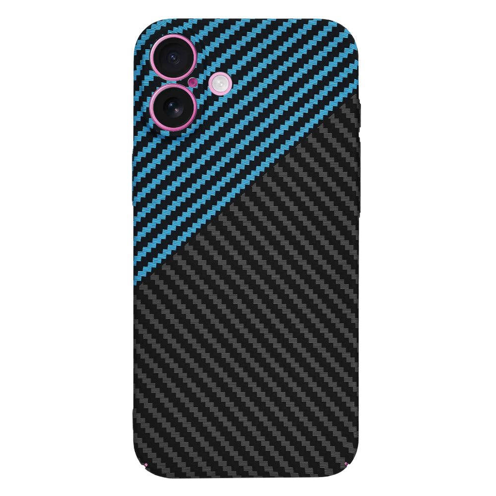 Hoes voor Apple iPhone 16 Plus, Techsuit, Carbonite FiberShell, Zwart Blauw