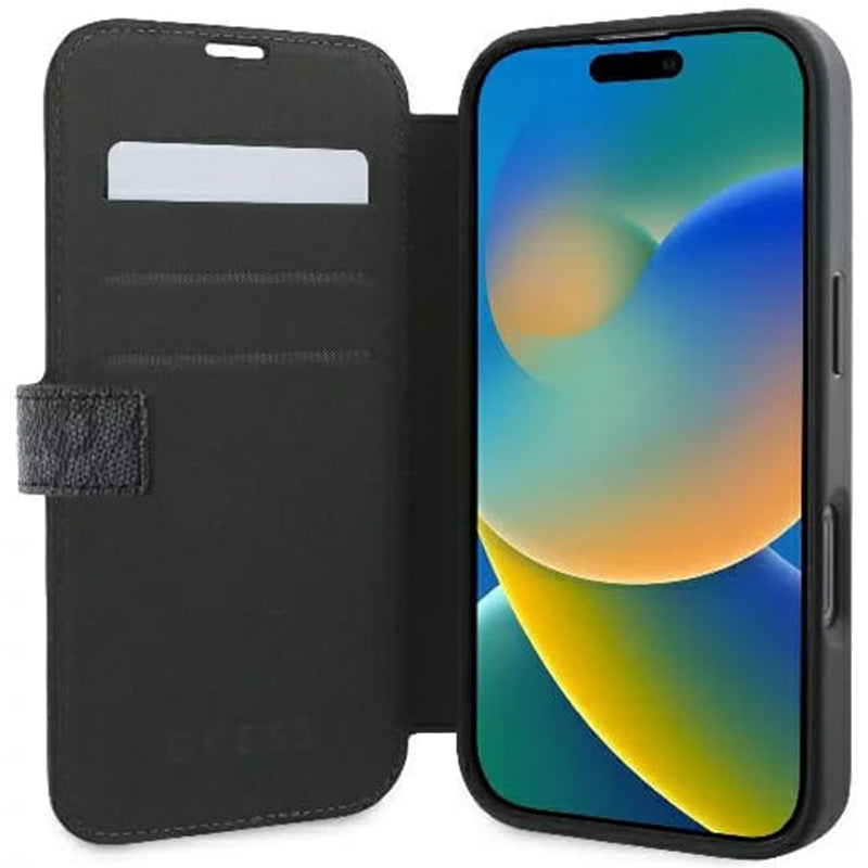 Étui pour Apple iPhone 16 Pro, Guess, 4G Book, Noir