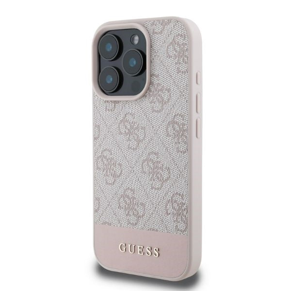 Hoes voor Apple iPhone 16 Pro, Guess, 4G Bottom Stripe, Roze