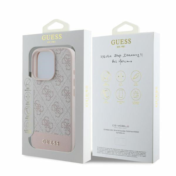 Hoes voor Apple iPhone 16 Pro, Guess, 4G Bottom Stripe, Roze