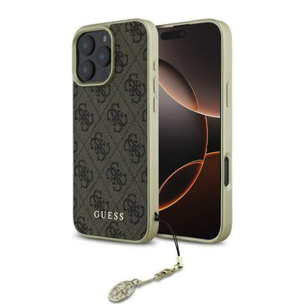 Housse pour Apple iPhone 16 Pro, Guess, 4G Charm, Marron