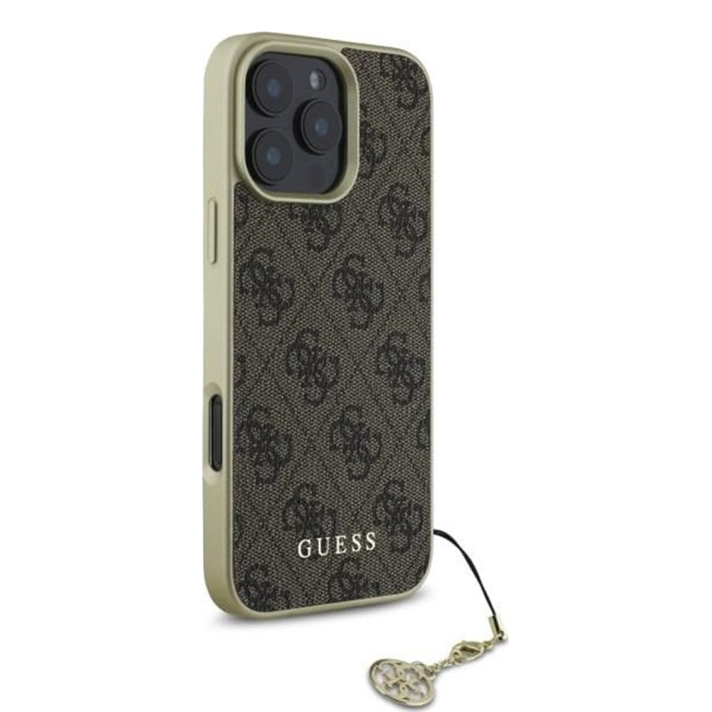 Housse pour Apple iPhone 16 Pro, Guess, 4G Charm, Marron