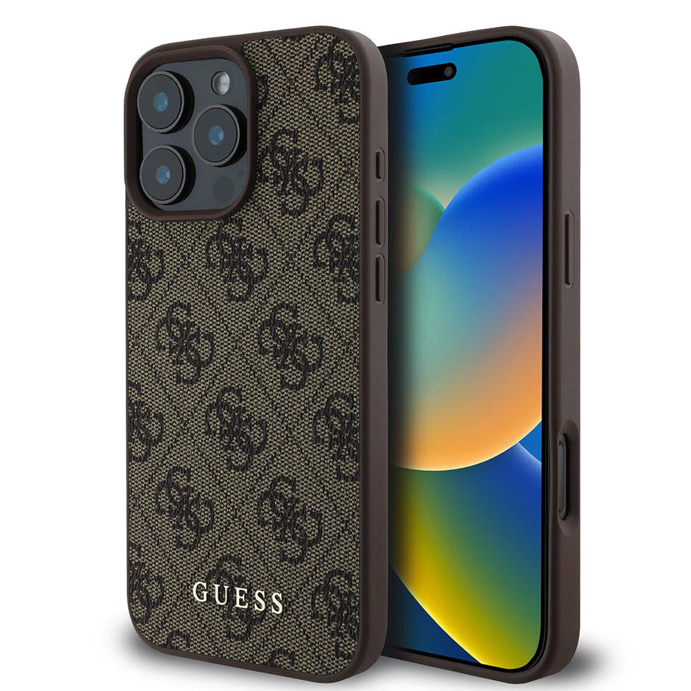 Étui pour Apple iPhone 16 Pro, Guess, 4G Classic, Marron