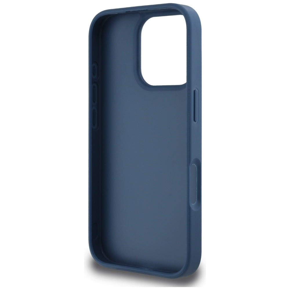 Étui pour Apple iPhone 16 Pro, Guess, 4G Grained Roses Big Logo, Bleu