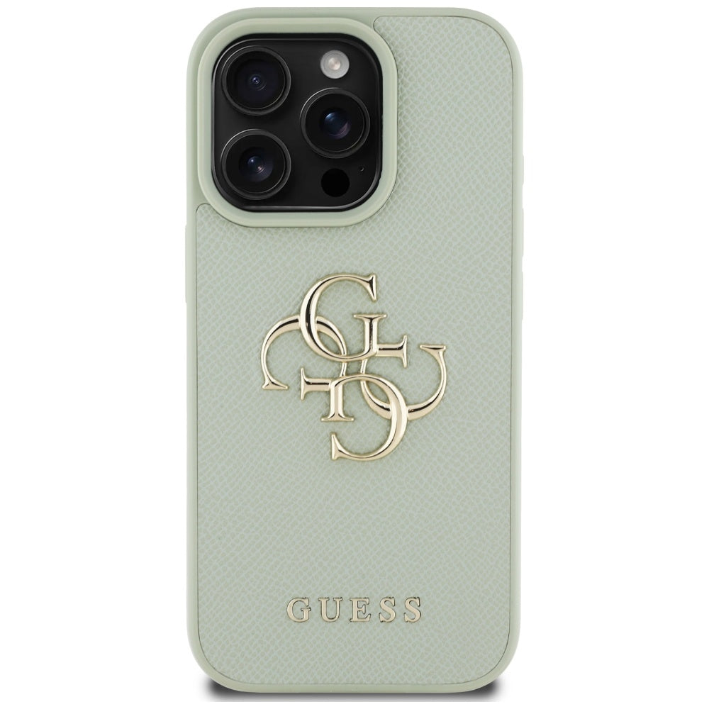 Hoes voor Apple iPhone 16 Pro, Guess, Grained Big 4G Logo Small Classic Logo, Groen