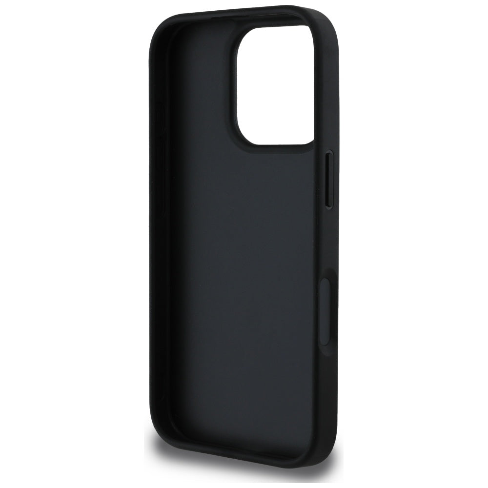 Étui pour Apple iPhone 16 Pro, Guess, Hot Stamp 4G Pattern Triangle Logo, Noir