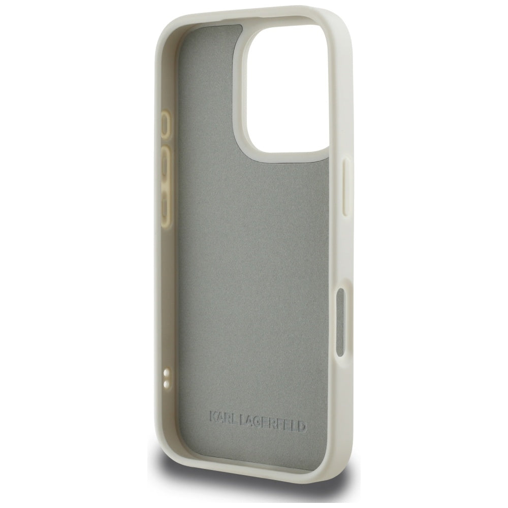 Étui pour Apple iPhone 16 Pro, Karl Lagerfeld, 3D Rubber Karl & Choupette, Beige