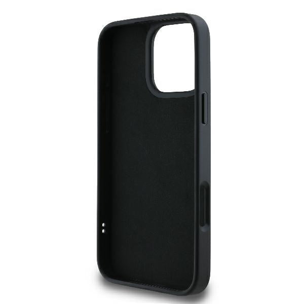 Étui pour Apple iPhone 16 Pro, Karl Lagerfeld, Signature en Caoutchouc 3D, Noir