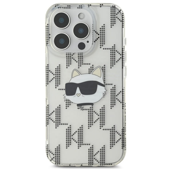 Étui pour Apple iPhone 16 Pro, Karl Lagerfeld, IML Luxury Electroplated Choupette's Head, Transparent