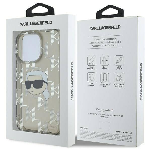 Étui pour Apple iPhone 16 Pro, Karl Lagerfeld, IML Luxury Electroplated Karl's Head, Noir