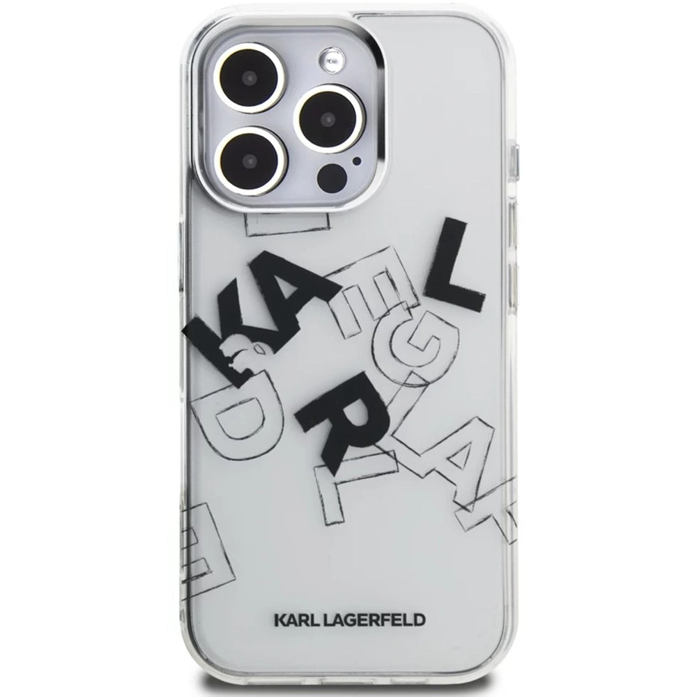 Étui pour Apple iPhone 16 Pro, Karl Lagerfeld, Logo Graphique Esquissé IML, Transparent