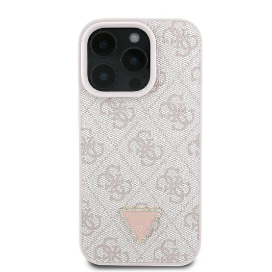 Étui pour Apple iPhone 16 Pro Max, Guess, Crossbody 4G Triangle Strass, Rose