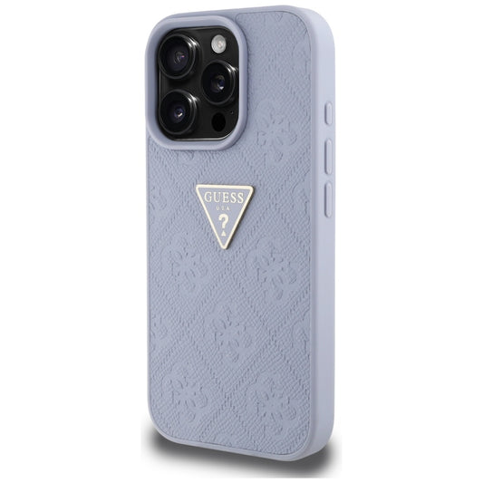 Étui pour Apple iPhone 16 Pro Max, Guess, Hot Stamp 4G Pattern Triangle Logo, Violet Clair