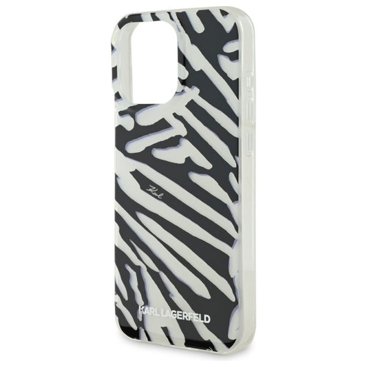 Hoes voor Apple iPhone 16 Pro Max, Karl Lagerfeld, IML Luxury Zebra Pattern met Band, Zwart