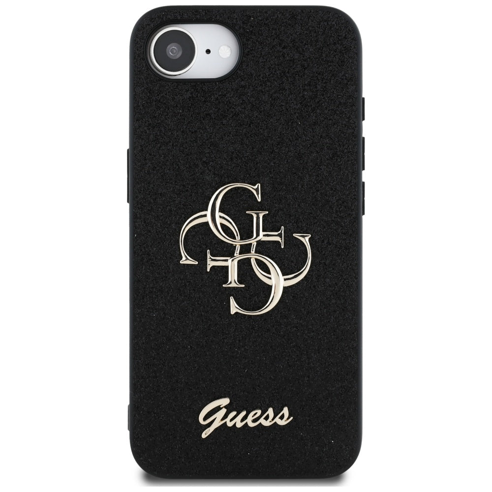 Hoes voor Apple iPhone 17e / 16e, Guess, Fixed Glitter Big 4G, Zwart