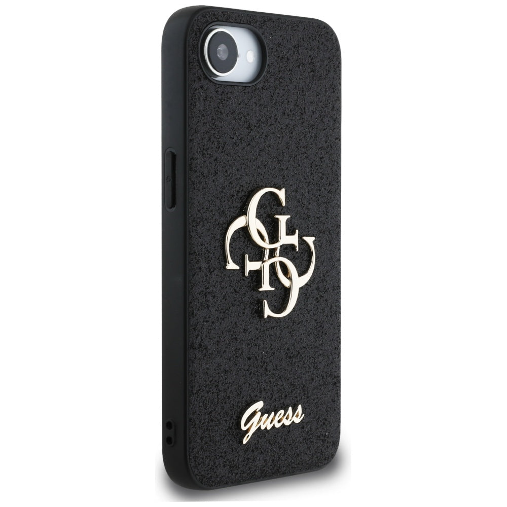 Hoes voor Apple iPhone 17e / 16e, Guess, Fixed Glitter Big 4G, Zwart