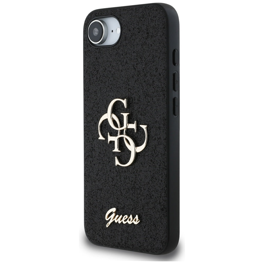 Hoes voor Apple iPhone 17e / 16e, Guess, Fixed Glitter Big 4G, Zwart