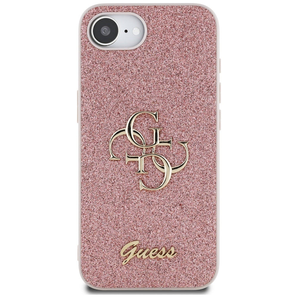 Étui pour Apple iPhone 17e / 16e, Guess, Fixed Glitter Big 4G, Rose
