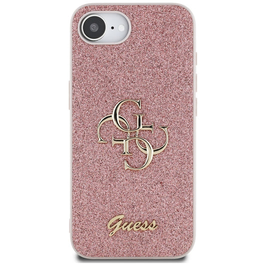 Hoes voor Apple iPhone 16e, Guess, Fixed Glitter Big 4G, Roze