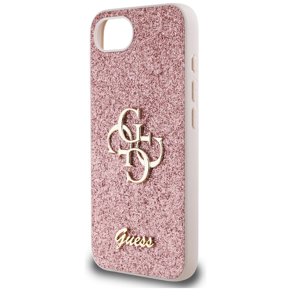Étui pour Apple iPhone 17e / 16e, Guess, Fixed Glitter Big 4G, Rose