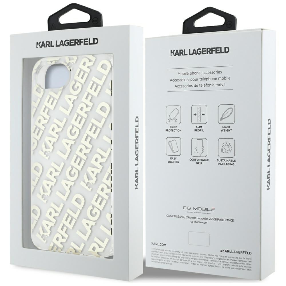 Hoes voor Apple iPhone 17e / 16e, Karl Lagerfeld, IML Luxury Gold Fullover Logo, Goud