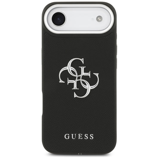 Étui pour Apple iPhone 17 Air, Guess, 4G Grained Big and Classic Logo, Noir Argenté