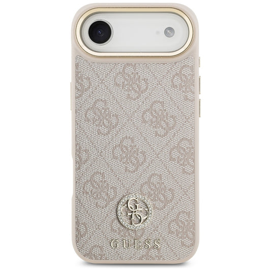 Hoes voor Apple iPhone 17 Air, Guess, 4G Strass Logo en Grote Band, Roze