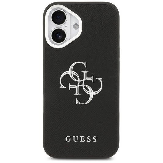 Case for Apple iPhone 17, Guess, 4G Grained Big and Classic Logo, Black Silver