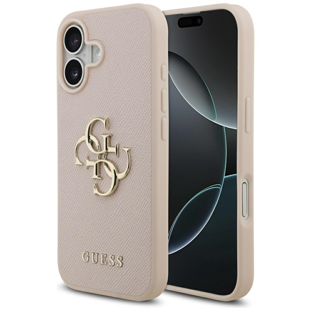 Hoes voor Apple iPhone 17, Guess, 4G Grained Big and Classic Logo, Roze