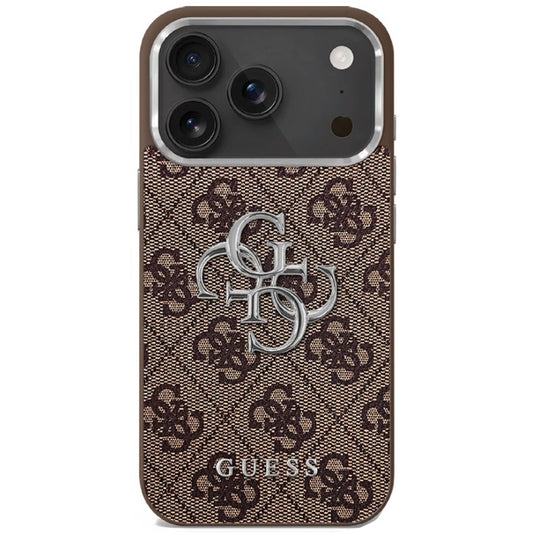 Étui pour Apple iPhone 17, Guess, Big 4G Logo Classic, Marron Argenté