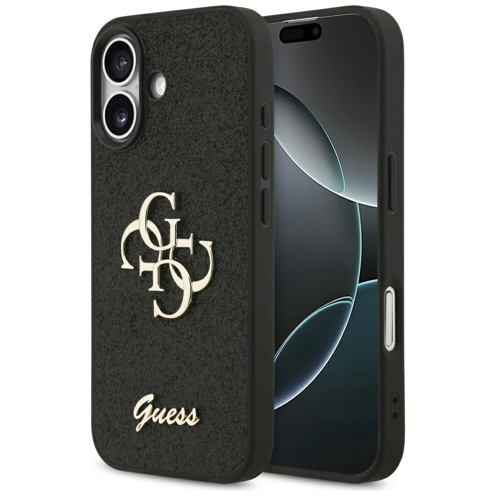 Hoes voor Apple iPhone 17, Guess, Fixed Glitter Big 4G, Zwart