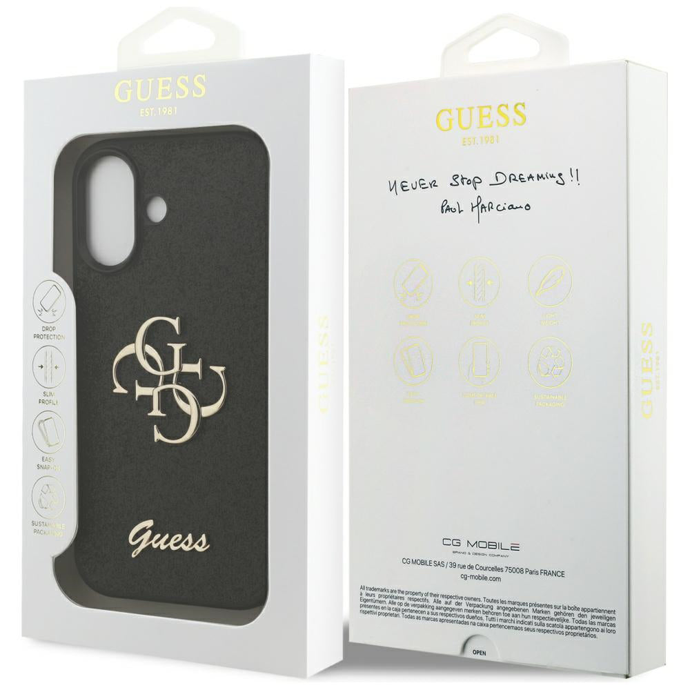 Hoes voor Apple iPhone 17, Guess, Fixed Glitter Big 4G, Zwart