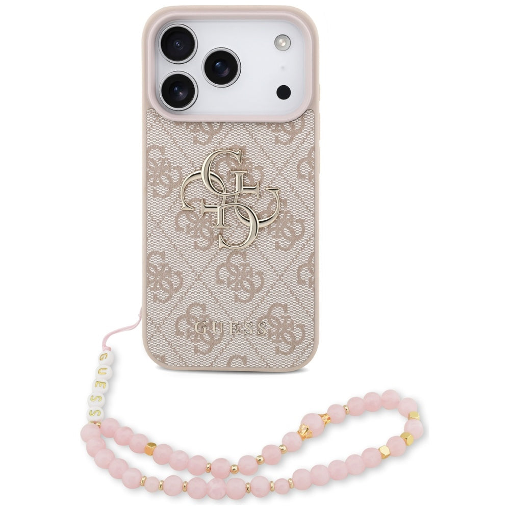 Hoes voor Apple iPhone 17 Pro, Guess, 4G Classic Logo met Band, Roze