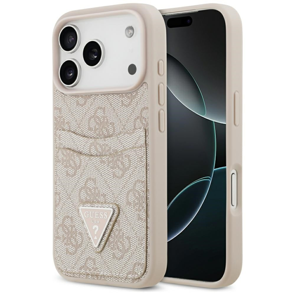 Hoes voor Apple iPhone 17 Pro, Guess, 4G Double Card Triangle, Roze