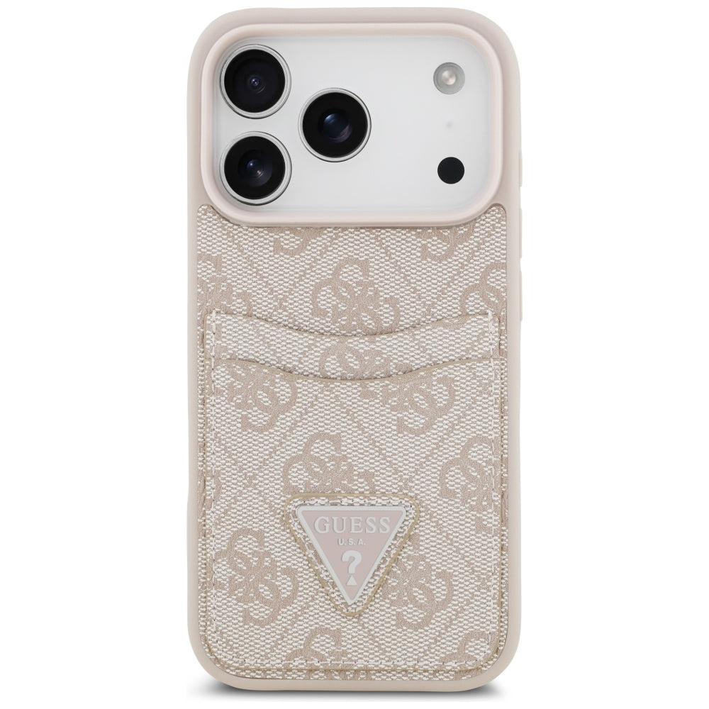 Hoes voor Apple iPhone 17 Pro, Guess, 4G Double Card Triangle, Roze