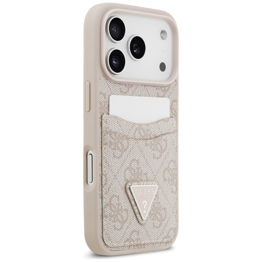 Hoes voor Apple iPhone 17 Pro, Guess, 4G Double Card Triangle, Roze