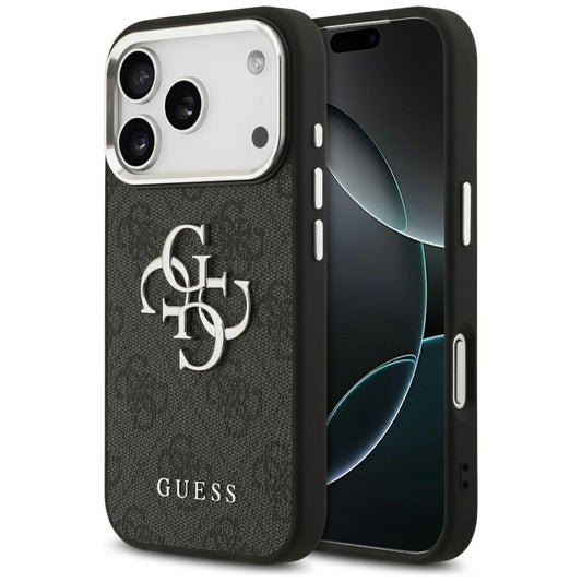 Étui pour Apple iPhone 17 Pro, Guess, Big 4G Logo Classic, Noir Argenté
