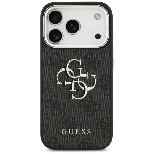 Étui pour Apple iPhone 17 Pro, Guess, Big 4G Logo Classic, Noir Argenté