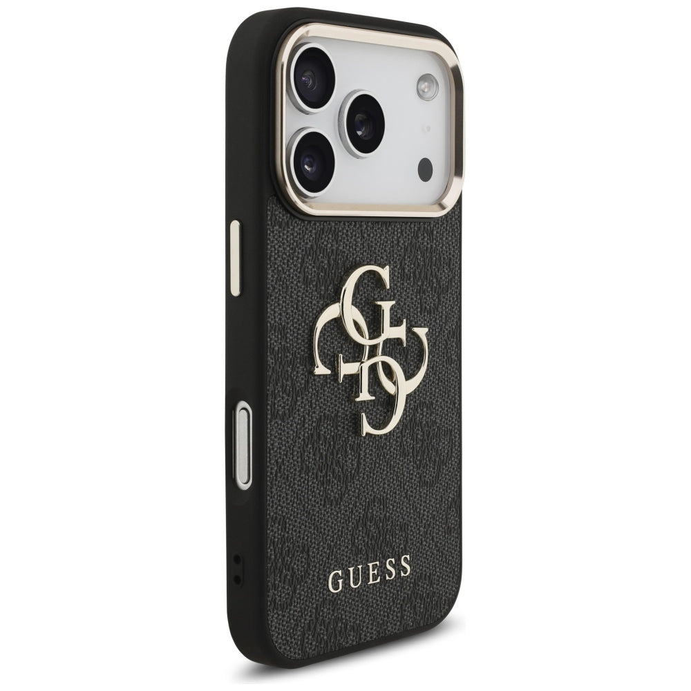 Étui pour Apple iPhone 17 Pro, Guess, Big 4G Logo Classic, Noir Doré.