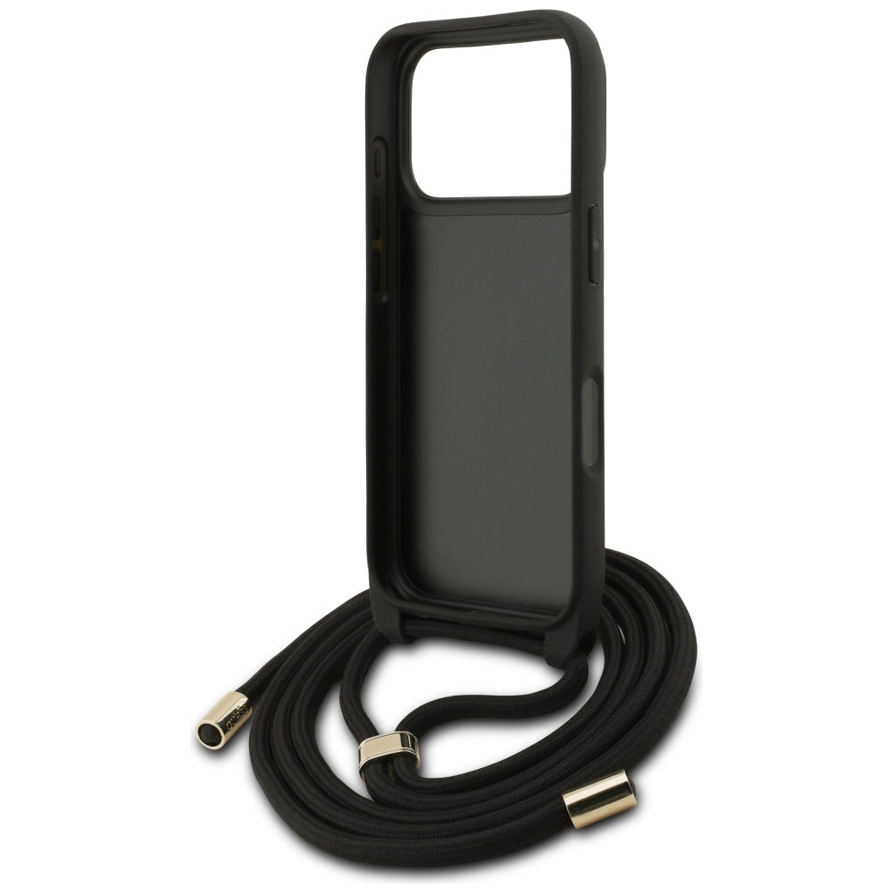 Housse pour Apple iPhone 17 Pro, Guess, Crossbody Cord 4G Big Log, Noire