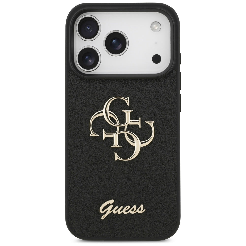 Hoes voor Apple iPhone 17 Pro, Guess, Fixed Glitter Big 4G, Zwart