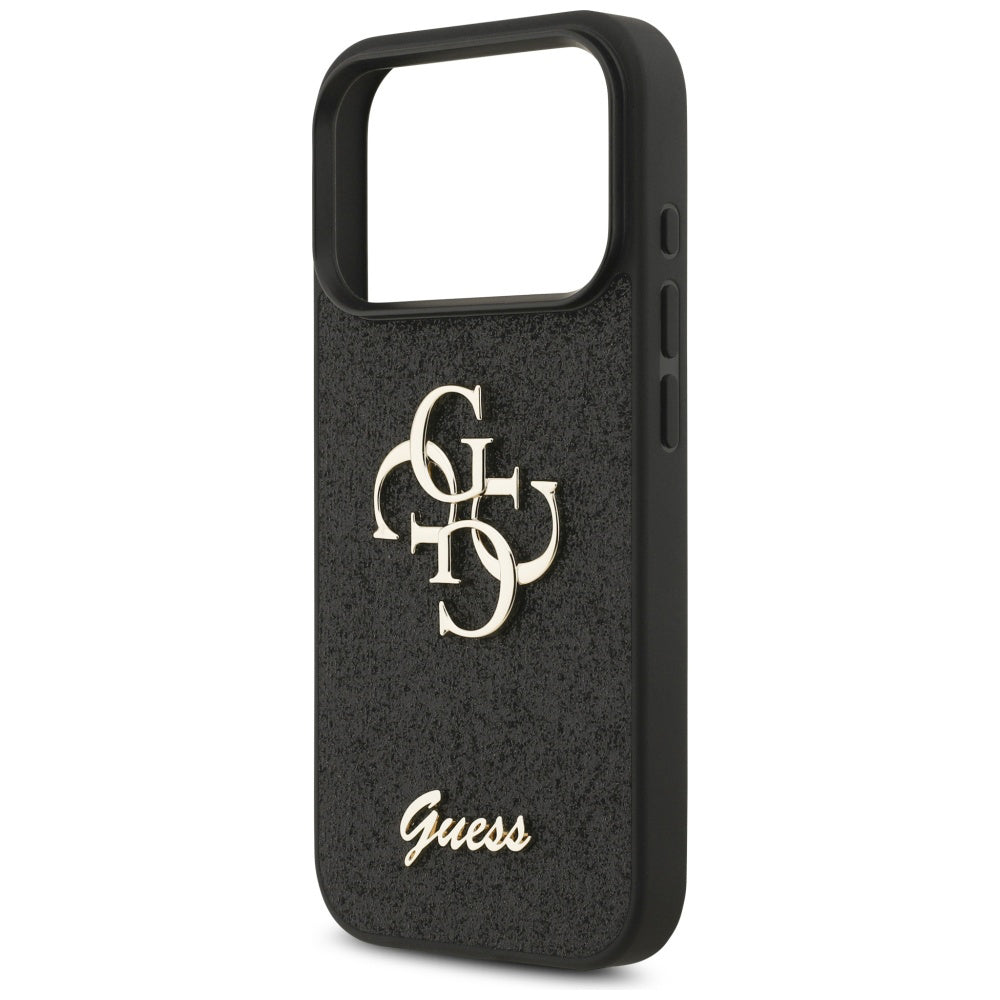Hoes voor Apple iPhone 17 Pro, Guess, Fixed Glitter Big 4G, Zwart