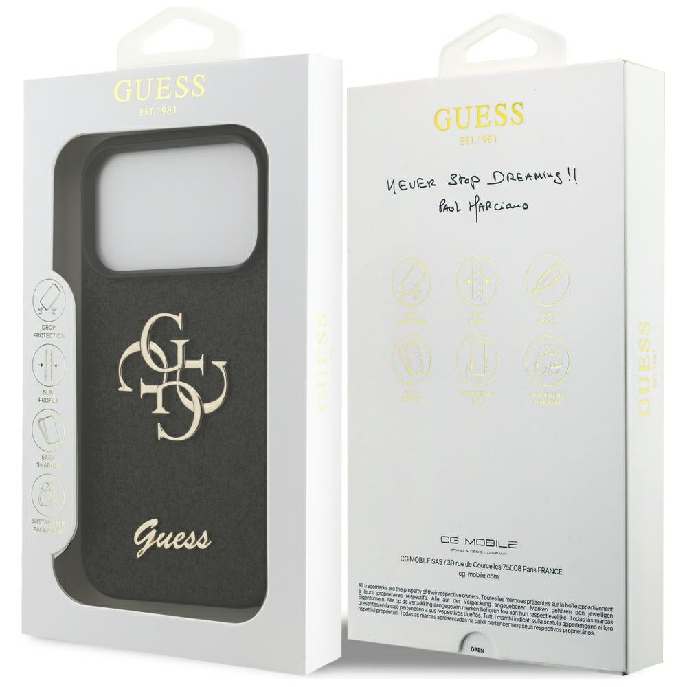 Hoes voor Apple iPhone 17 Pro, Guess, Fixed Glitter Big 4G, Zwart