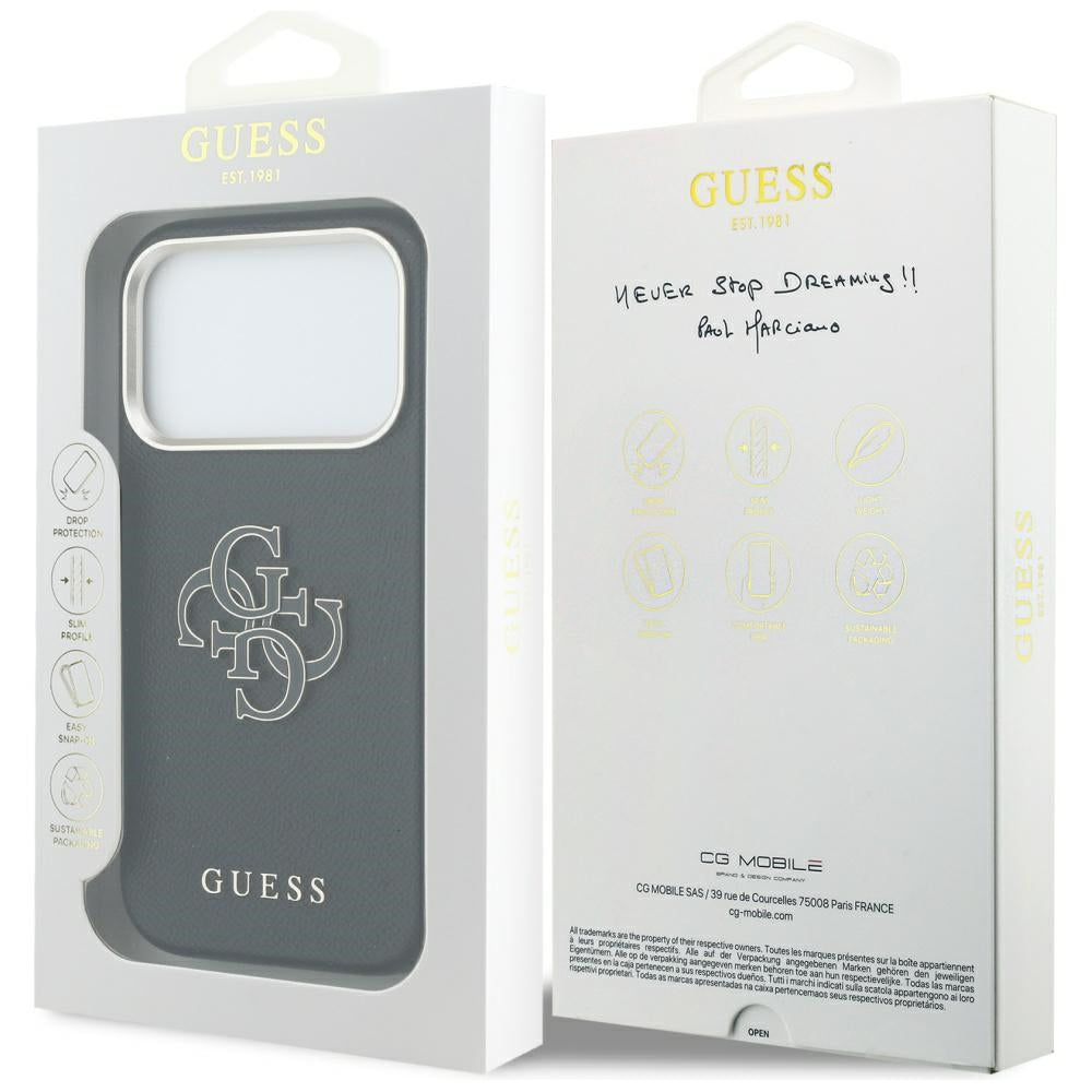 Hülle für Apple iPhone 17 Pro, Guess, Resin Logo, Schwarz