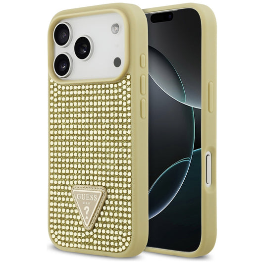 Étui pour Apple iPhone 17 Pro, Guess, Logo Triangle en Strass, Doré