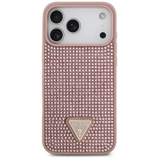 Étui pour Apple iPhone 17 Pro, Guess, Logo Triangle en Strass, Rose