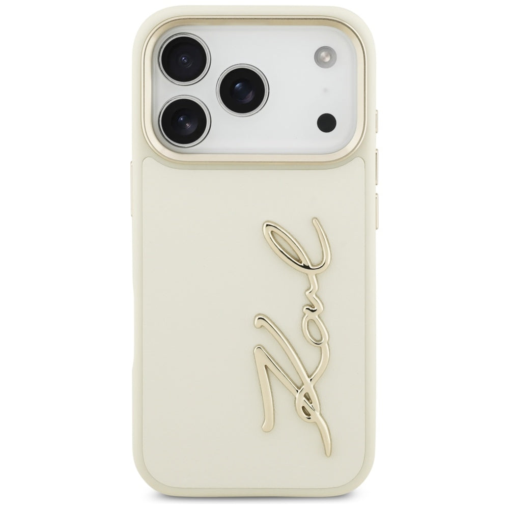 Hülle für Apple iPhone 17 Pro, Karl Lagerfeld, Script Logo, Beige
