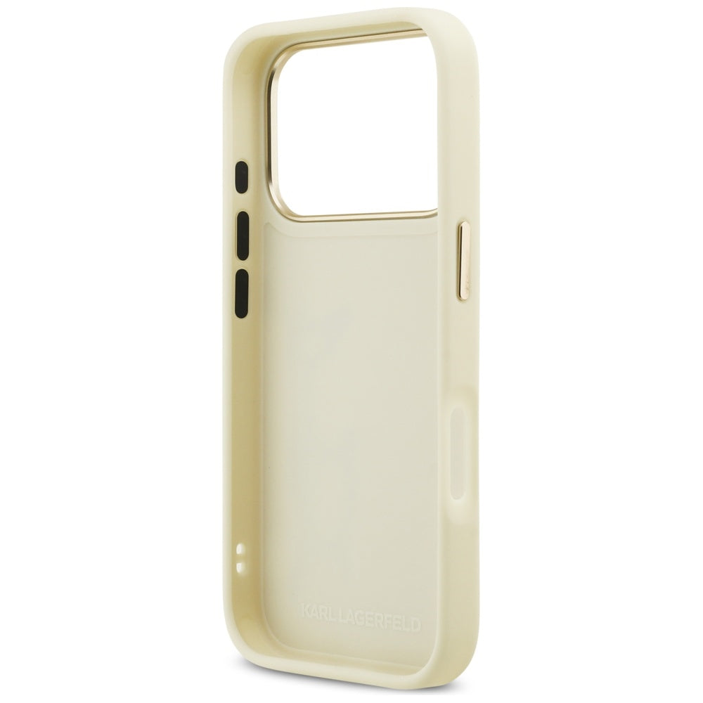 Hülle für Apple iPhone 17 Pro, Karl Lagerfeld, Script Logo, Beige